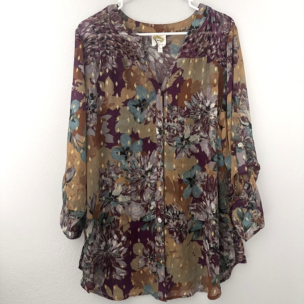 Fig and Flower Multicolor Floral Blouse